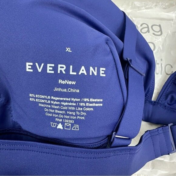 Everlane Women's NWT Blue Dusk The ReNew Plunge Triangle Swim Top XL/C40.5 - Picture 4 of 11